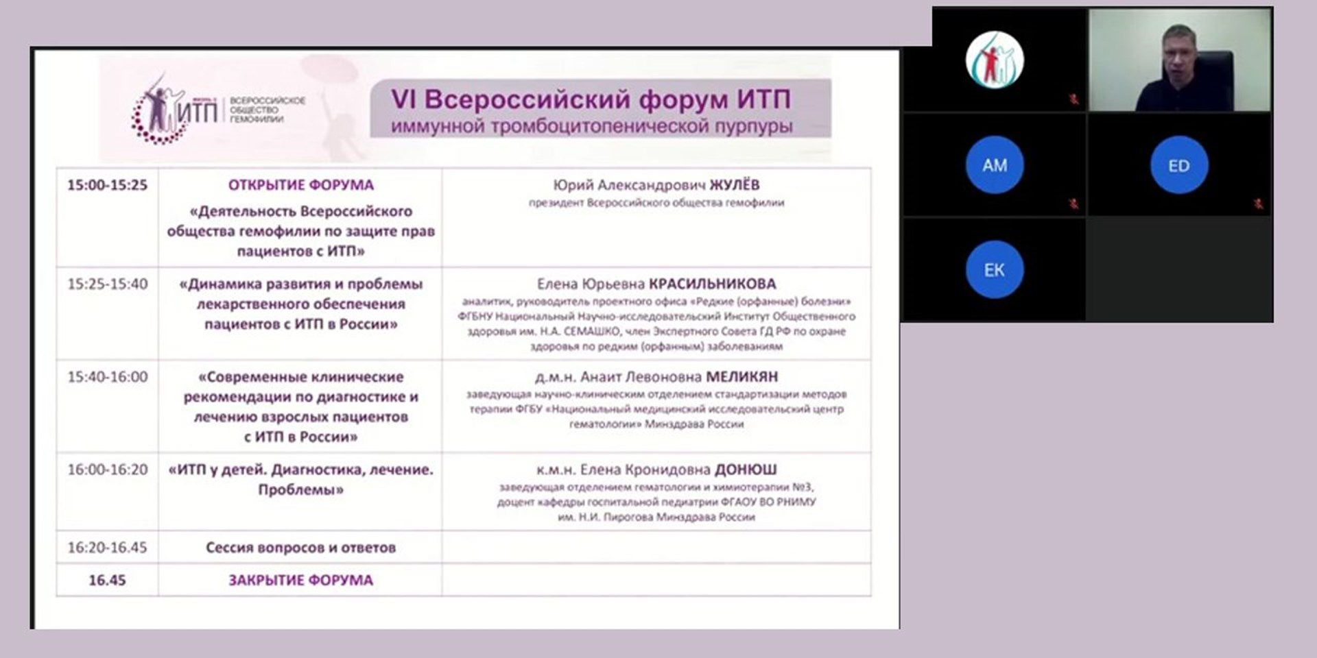 Состоялся VI Всероссийский форум имунной тромбоцитопенической пурпуры (ИТП)